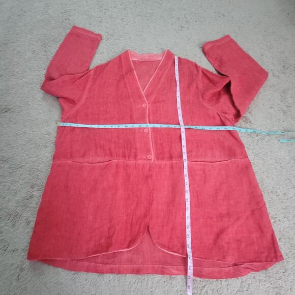 Elemente Clemente Linen Blazer Womens 3 (L) Red Oversized Jacket Button Pockets - Picture 4 of 14
